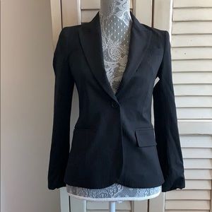 Theory Black Pinstripe Wool Suit Jacket sz 0